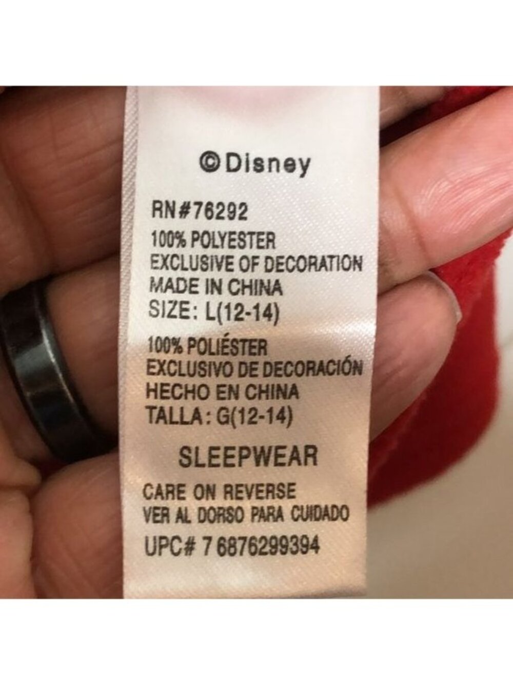 Disney Womens Red Mickey Mouse Fleece Long Sleeve Top L LARGE - Picture 3 of 9